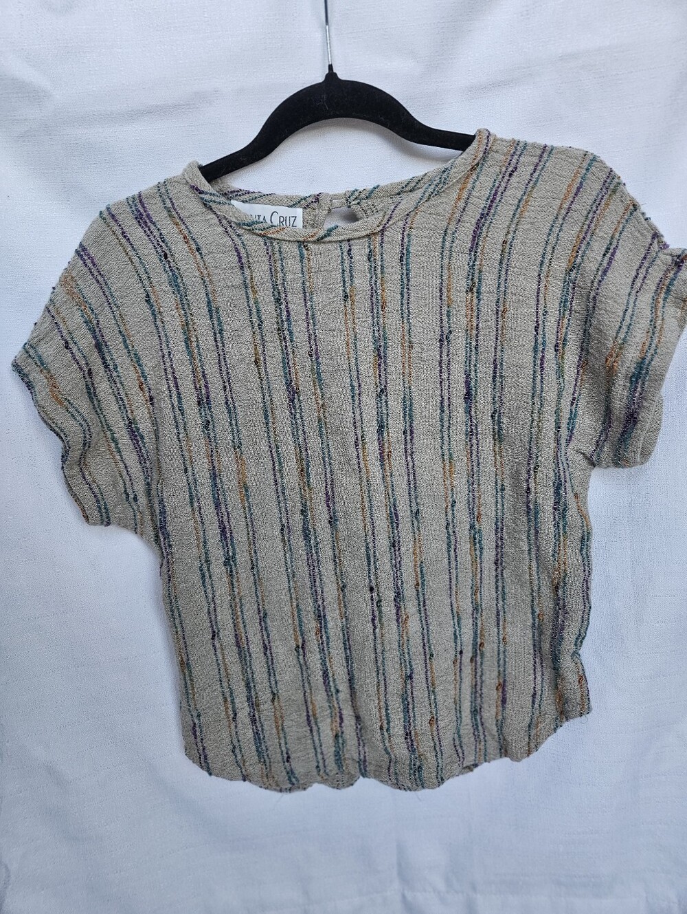 Santa Cruz Linen Rayon Short Sleeve Shirt Multi Colour Vintahe